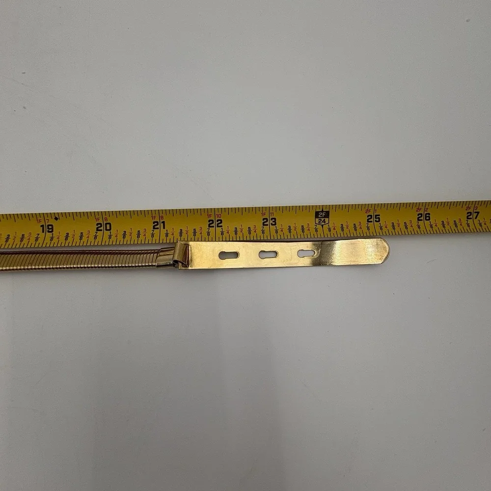 1980s Gold Tone Stretch Snake Chain Belt‎ Adjustable Buckle Waist 24